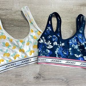 Jockey Women's Blue Floral and White Lemon Bralette Duo